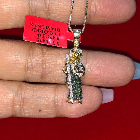 Real diamond custom made saint Jude pendant, best Christmas gift, free appraisal - Picture 8 of 10